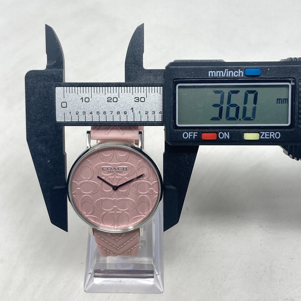 Coach Womens Watch 36mm Pink Silver Tone Logo Dial WR Round New Battery 8" - Picture 9 of 15